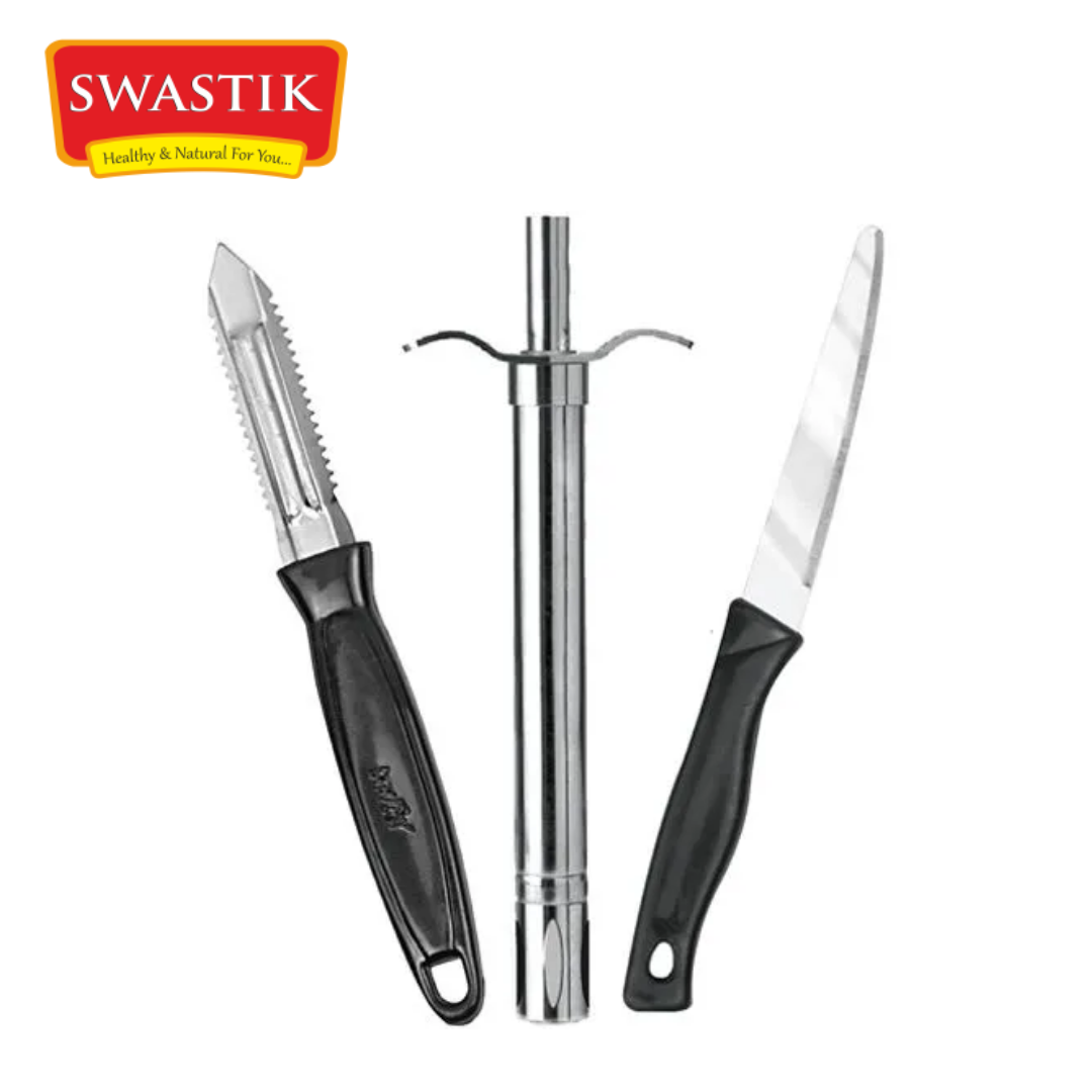 3IN1 COMBO (KNIFE, GAS LIGHTER, PEELER) Shree Swastik Food Products