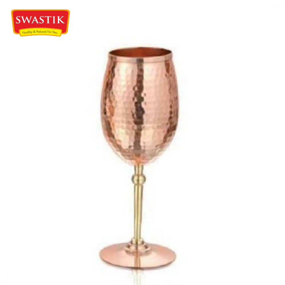 COPPER GOBLET, HAMMERED BRASS STAND (SMALL) Shree Swastik Food Products
